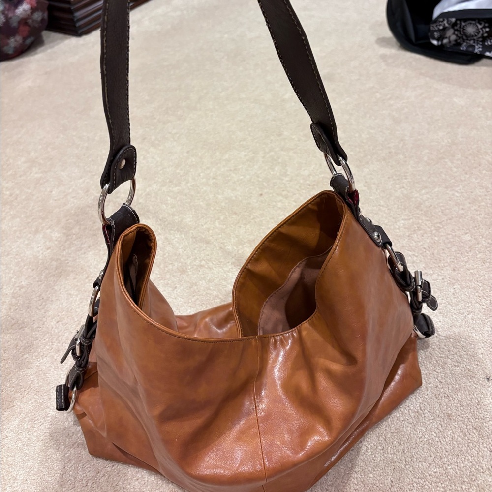 Braciano Leather Bag in Tan and Brown